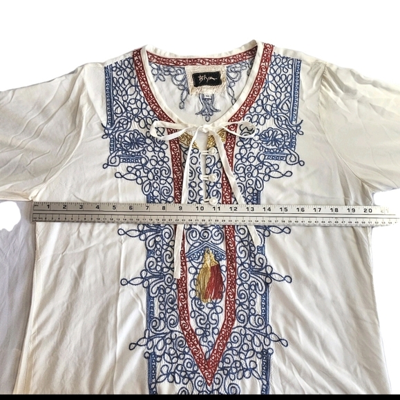 Johnny Was Biya Women's Cossima Embroidered Ivory Bohemian Tunic Blouse  Medium - Picture 7 of 16